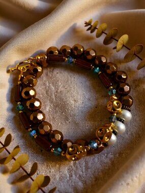 2 Stack Bracelet Clearance Bundle! Skulls Pearls Sparkles 4 Teens! 6.75" Wrists